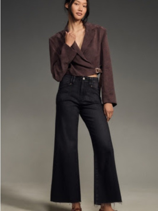 PAIGE Denim - PAIGE High-Rise Wide-Leg Women's Jeans in Black Lotus